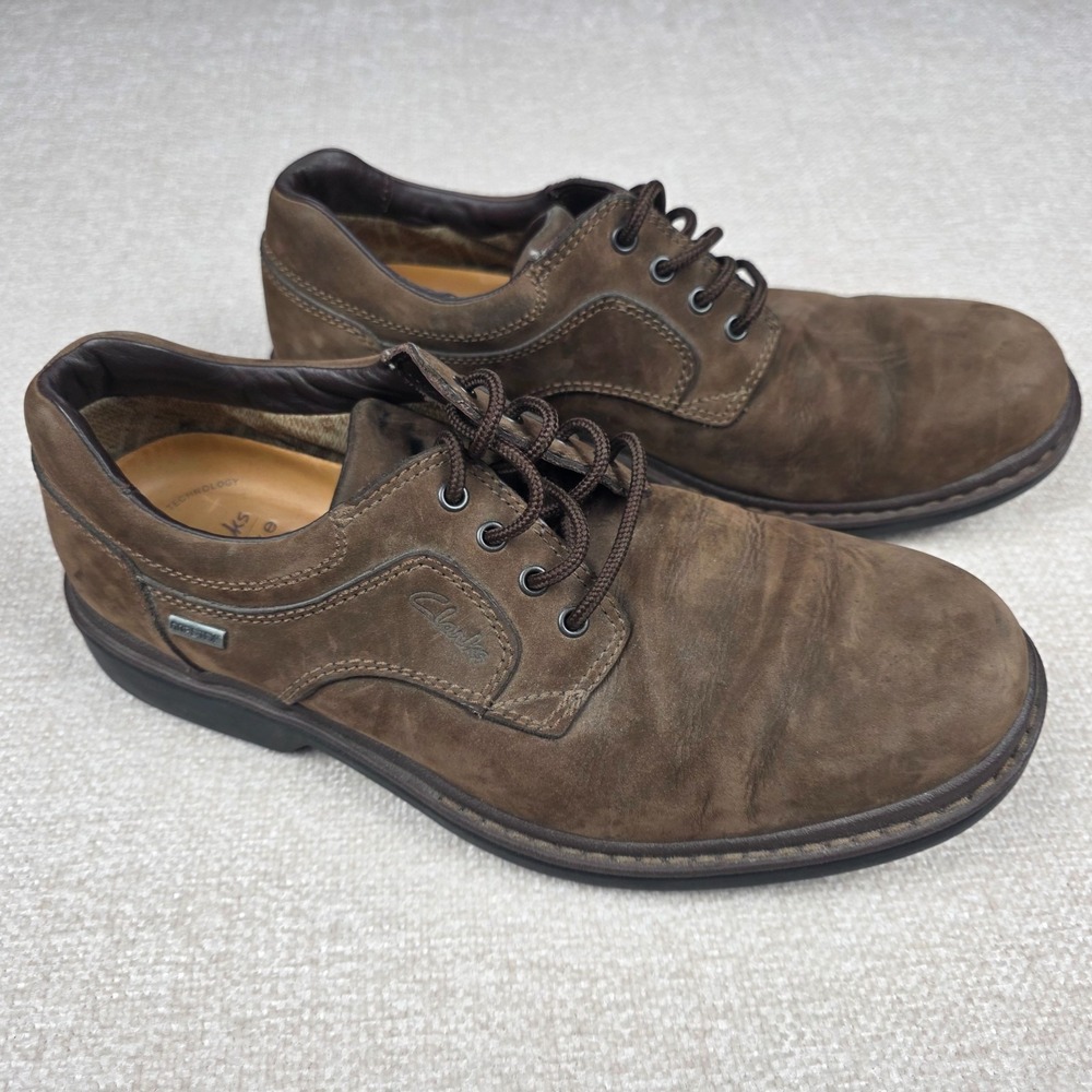 Clarks‎ Active Air Mens 10.5 M Brown Leather Oxford Casual Shoes 71972